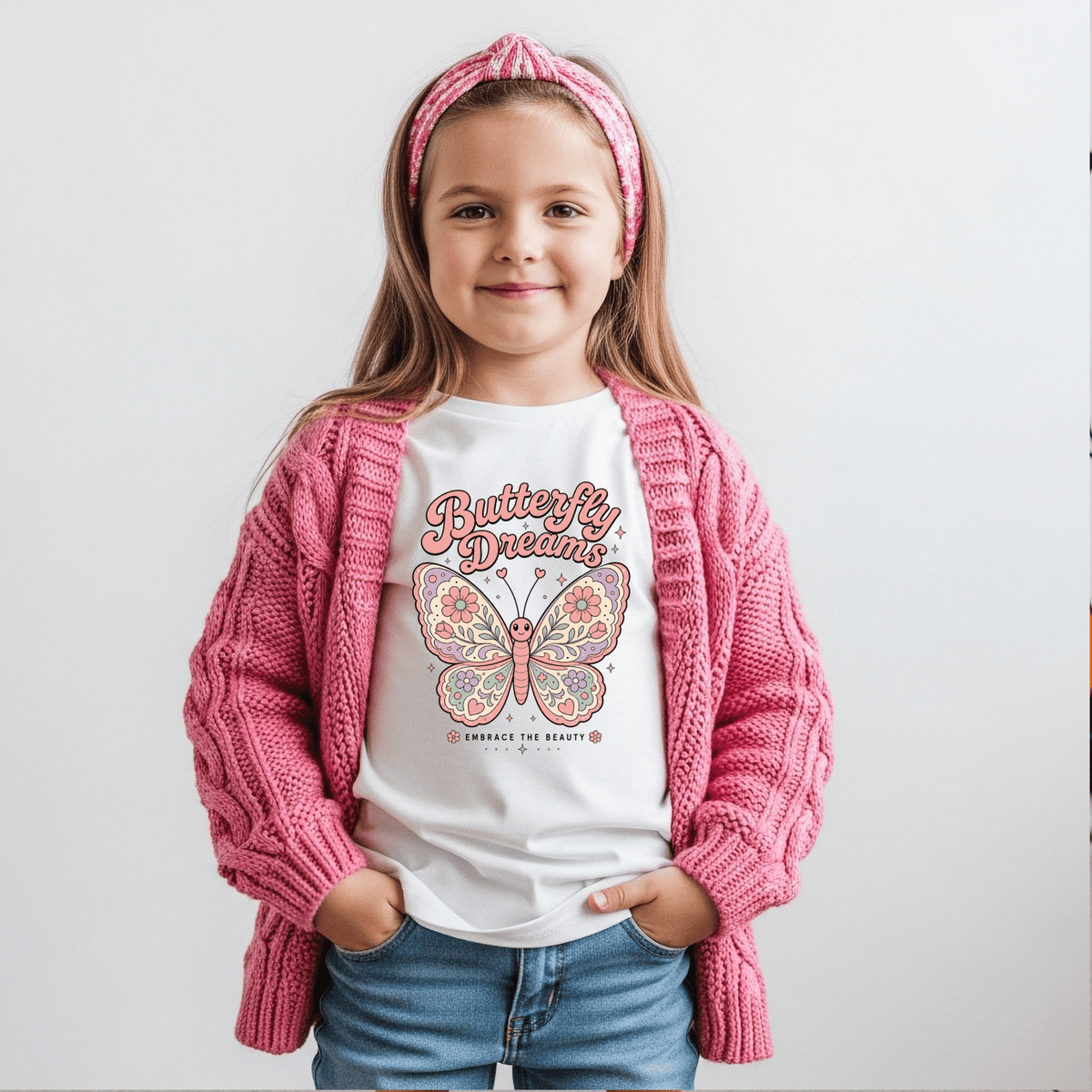 Youth Pink & Purple Butterfly Graphic Tee - Kelso Designs