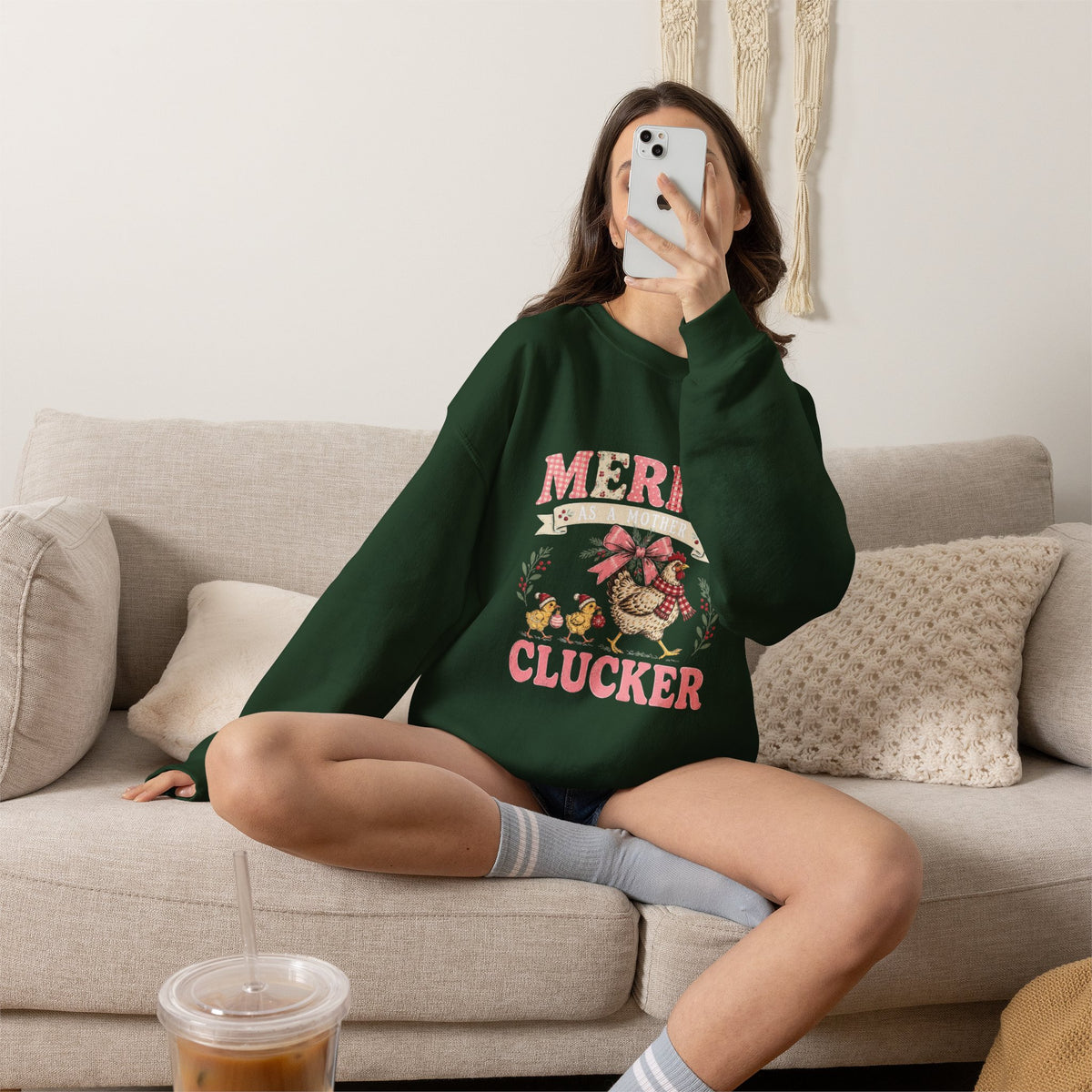 Merry Clucker Sweatshirt, Funny Christmas Chicken Crewneck, Farmhouse Holiday Sweatshirt, Chicken Lover Gift - Kelso Designs