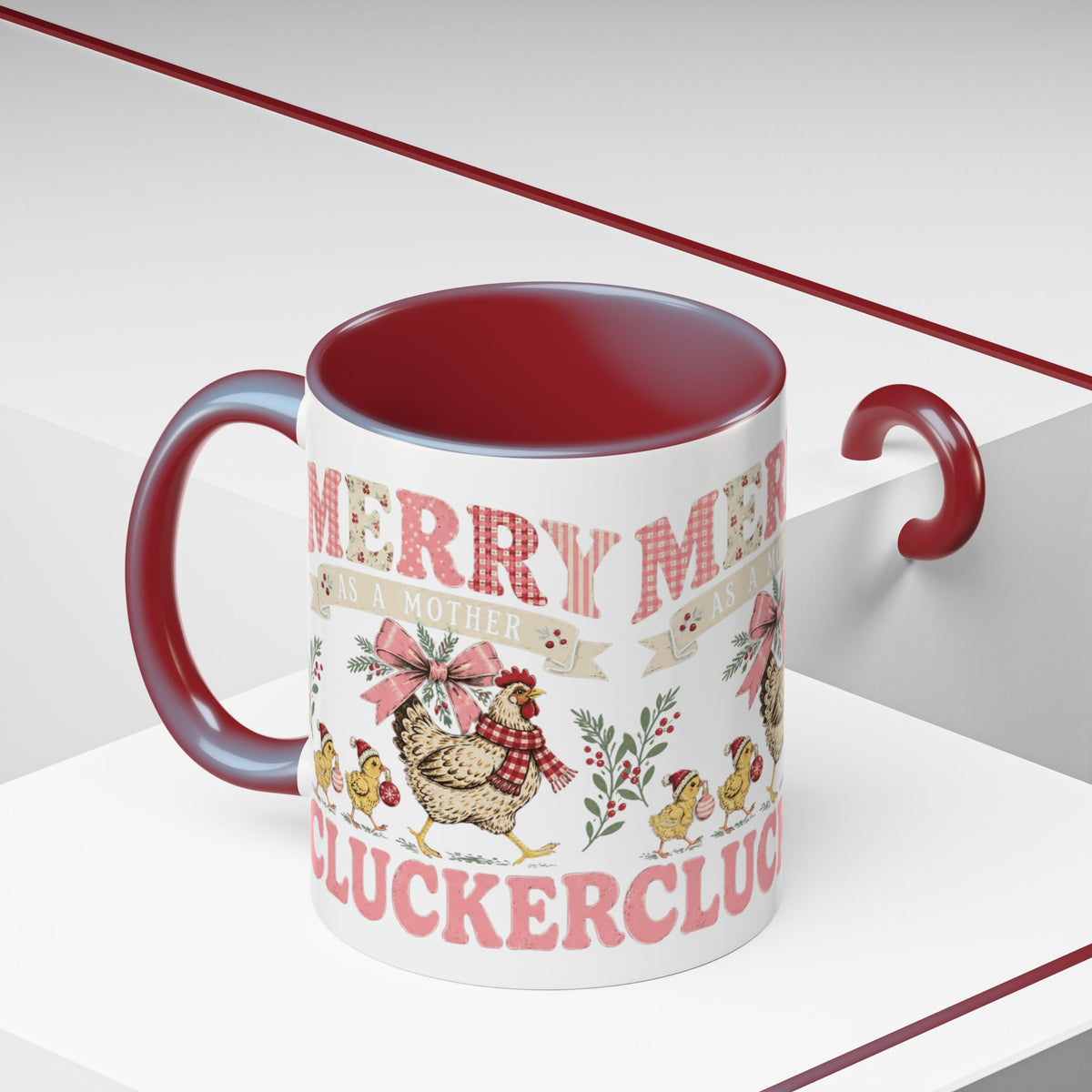 Funny Christmas Chicken Mug, Merry Clucker Coffee Cup, Farmhouse Christmas Mug, Chicken Lover Gift - Kelso Designs