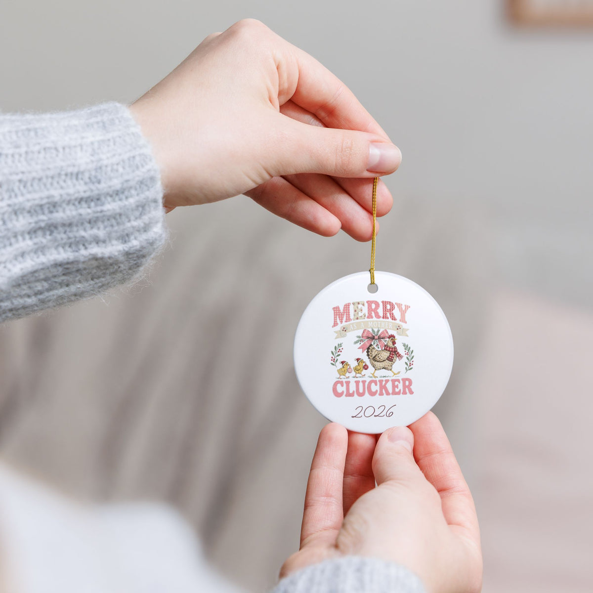Merry as a Mother Clucker Chicken 2026 Ceramic Ornament - Kelso Designs