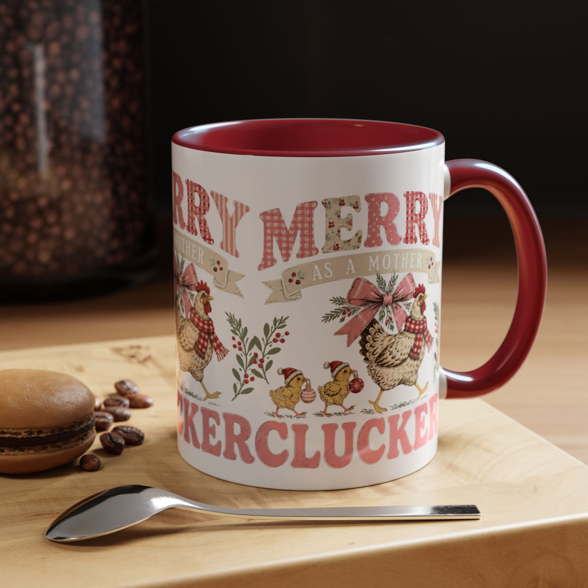 Funny Christmas Chicken Mug, Merry Clucker Coffee Cup, Farmhouse Christmas Mug, Chicken Lover Gift - Kelso Designs