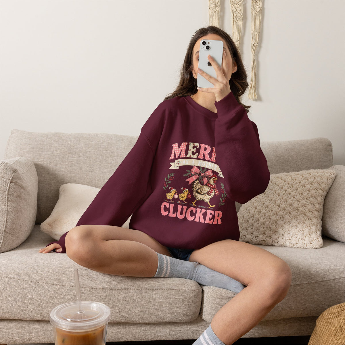 Merry Clucker Sweatshirt, Funny Christmas Chicken Crewneck, Farmhouse Holiday Sweatshirt, Chicken Lover Gift - Kelso Designs