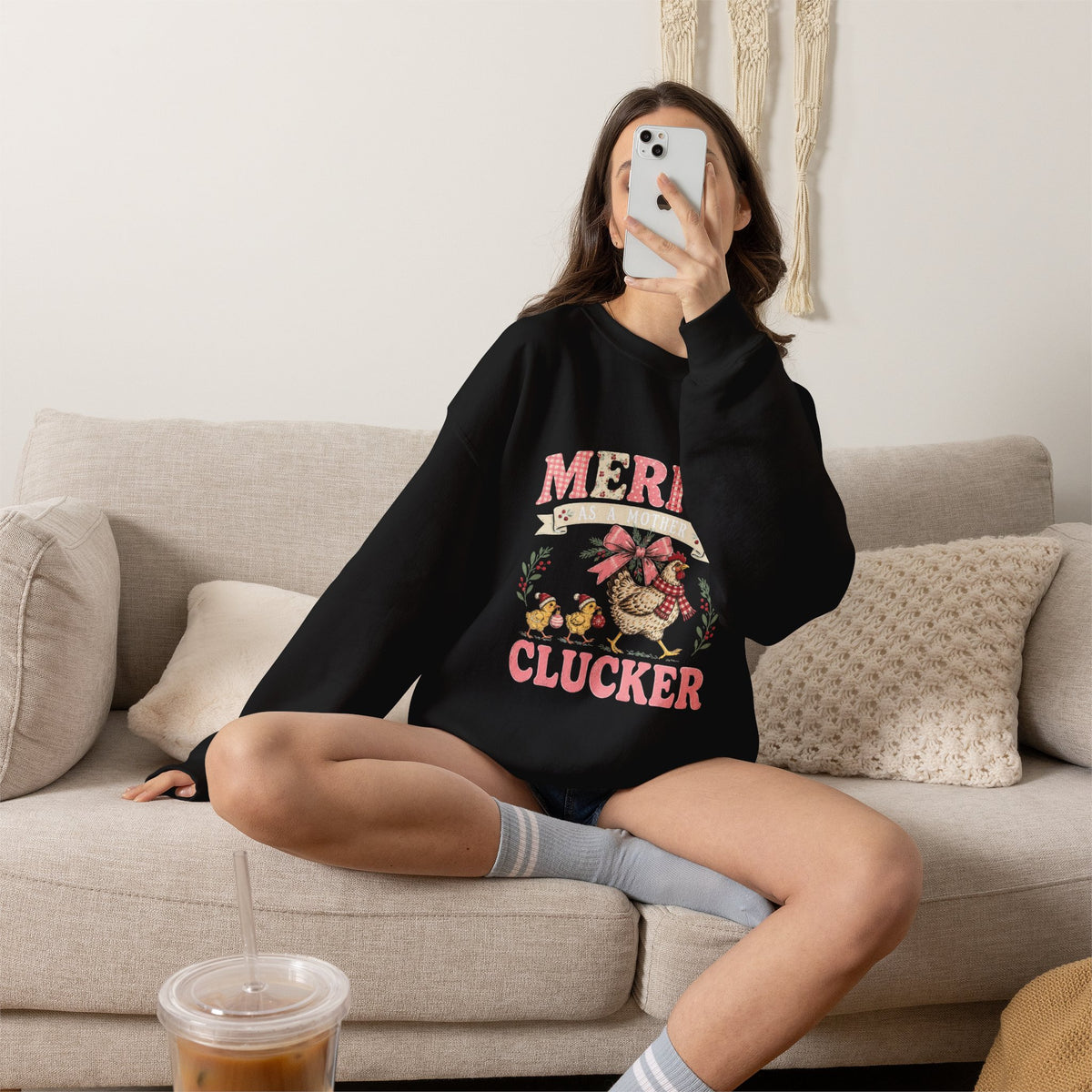 Merry Clucker Sweatshirt, Funny Christmas Chicken Crewneck, Farmhouse Holiday Sweatshirt, Chicken Lover Gift - Kelso Designs