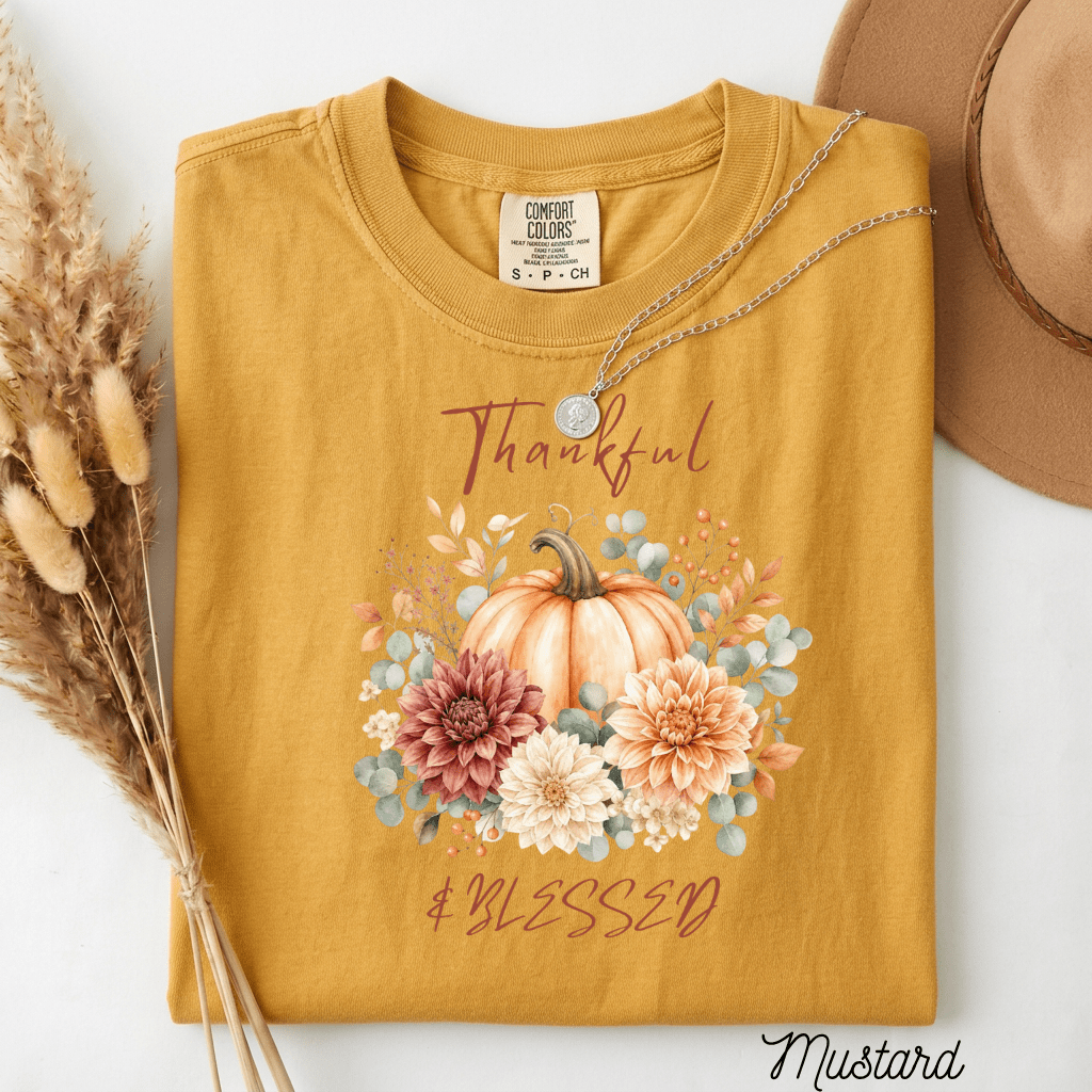 Thankful and Blessed Watercolor Tee - Kelso Designs