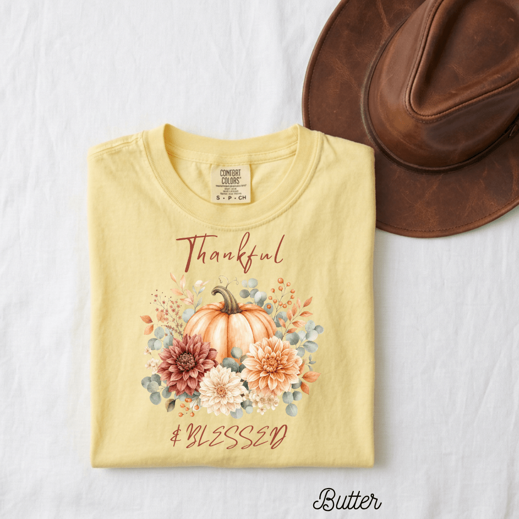 Thankful and Blessed Watercolor Tee - Kelso Designs