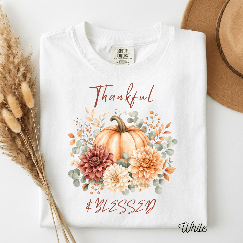 Thankful and Blessed Watercolor Tee - Kelso Designs