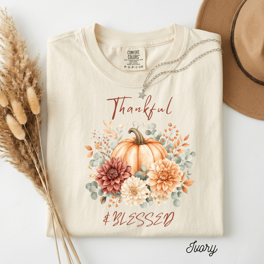 Thankful and Blessed Watercolor Tee - Kelso Designs