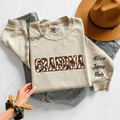Personalized Cow Print GRANDMA Sweatshirt, Western Crewneck with Kids Names (Mother's Day Gift) - Kelso Designs