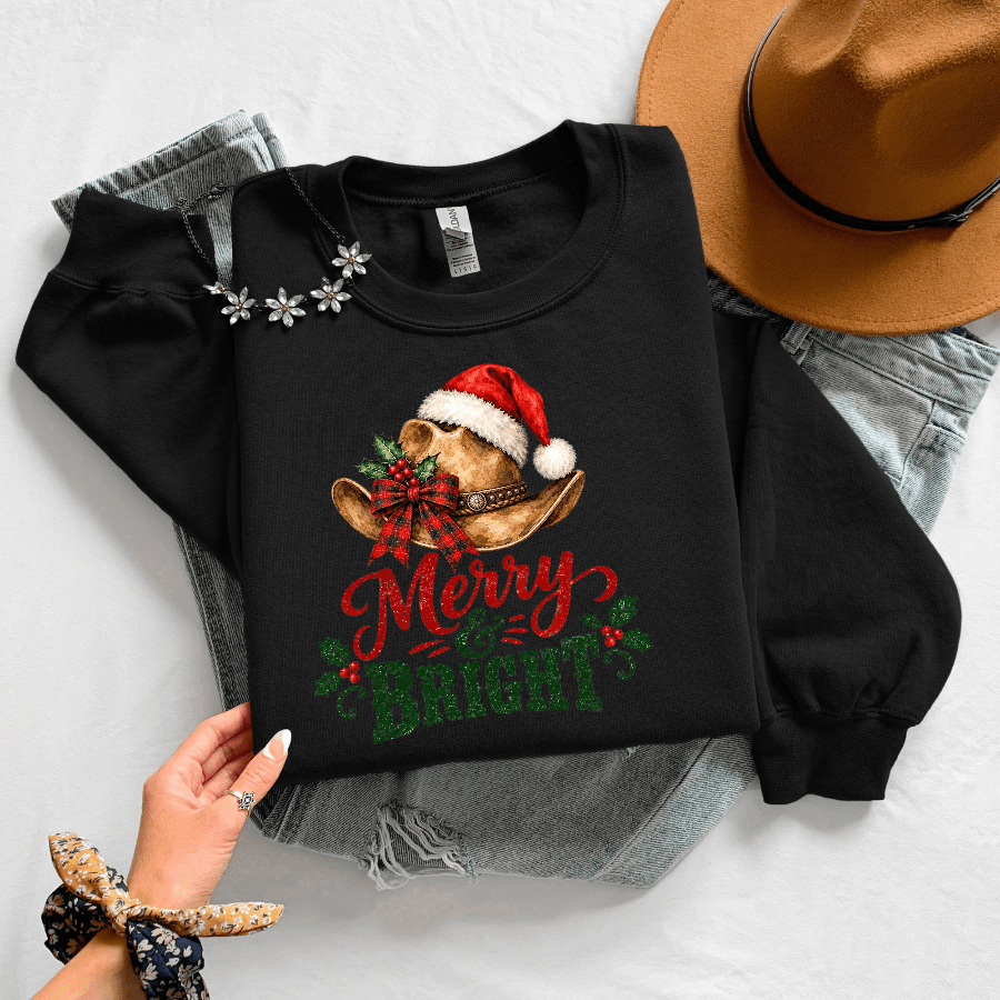 Merry & Bright Christmas Crewneck Sweatshirt - Kelso Designs