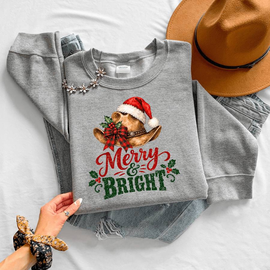 Merry & Bright Christmas Crewneck Sweatshirt - Kelso Designs