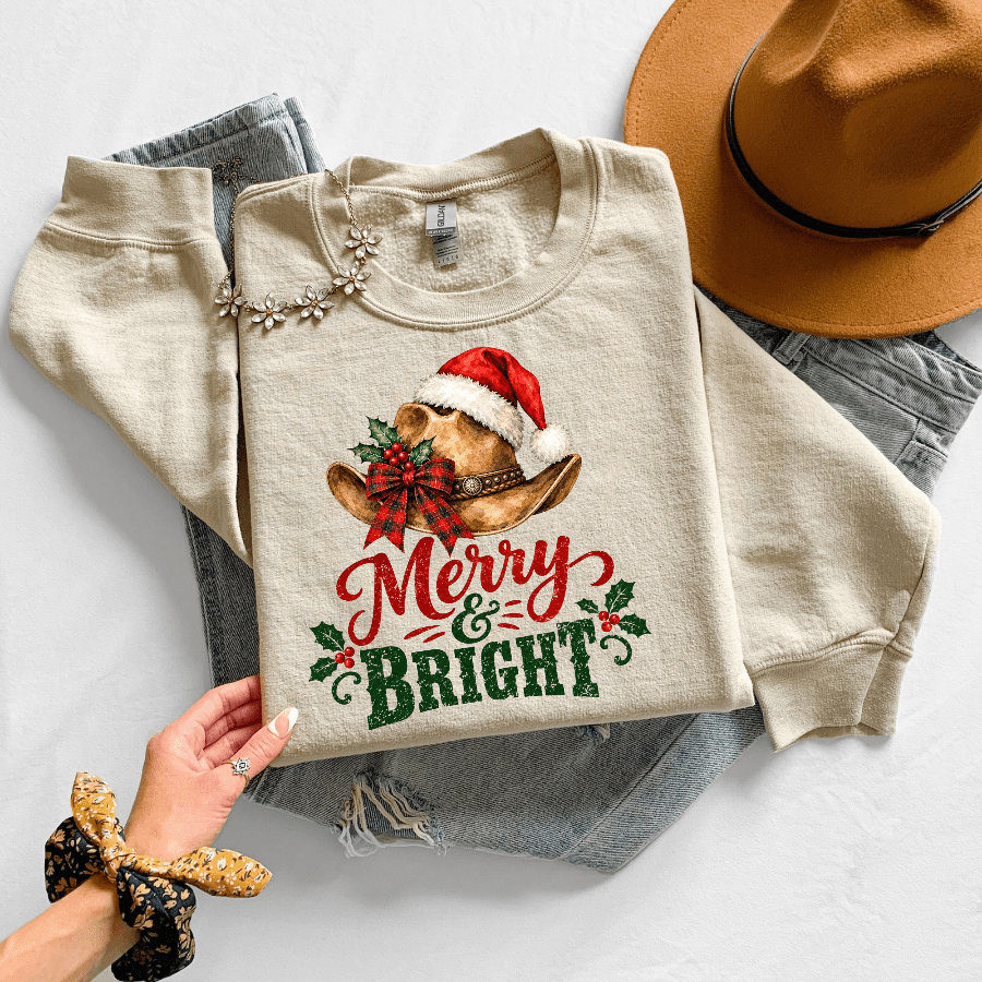 Merry & Bright Christmas Crewneck Sweatshirt - Kelso Designs