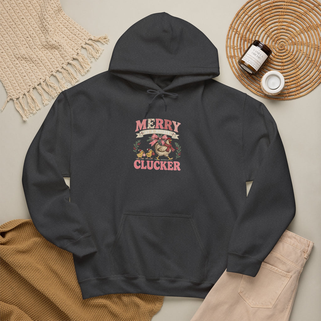 Merry Clucker Hoodie, Funny Christmas Chicken Sweatshirt, Farmhouse Holiday Hooded Sweatshirt, Chicken Lover Gift - Kelso Designs