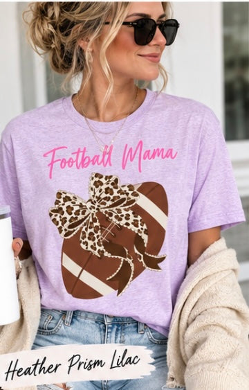 Football Mama Shirt | Leopard Bow Football Mom Tee