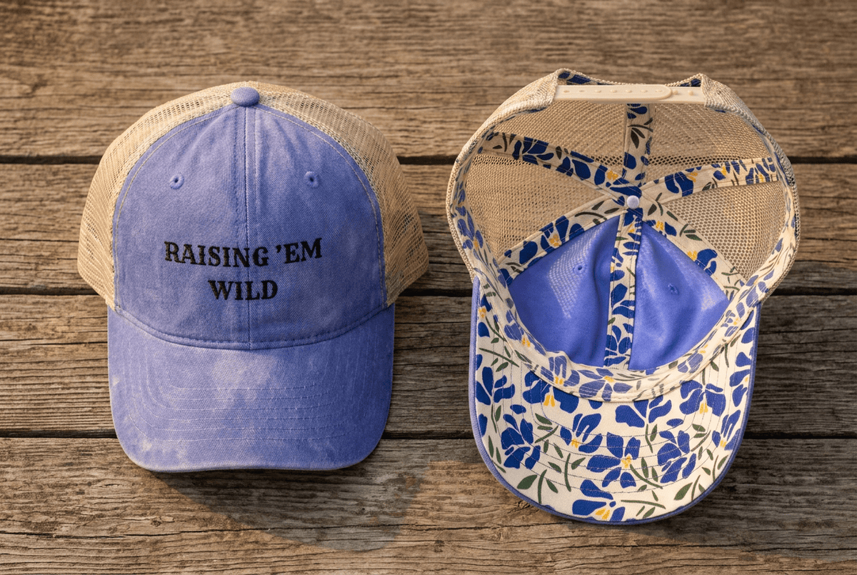 Raising 'Em Wild Trucker Hat | Distressed Snapback Cap - Kelso Designs