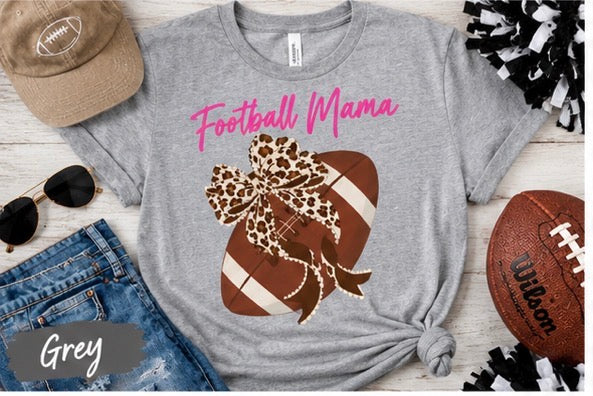 Football Mama Shirt | Leopard Bow Football Mom Tee