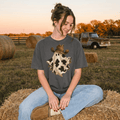 Cow Print Ghost with Cowboy Hat Graphic Tee | Funny Western Halloween Shirt - Kelso Designs