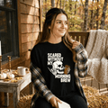 Scared Without My Morning Brew Skeleton Shirt | Halloween Coffee Graphic Tee - Kelso Designs