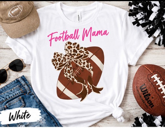 Football Mama Shirt | Leopard Bow Football Mom Tee
