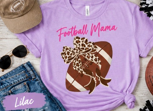 Football Mama Shirt | Leopard Bow Football Mom Tee