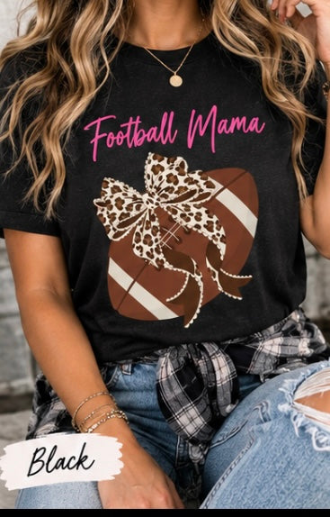 Football Mama Shirt | Leopard Bow Football Mom Tee