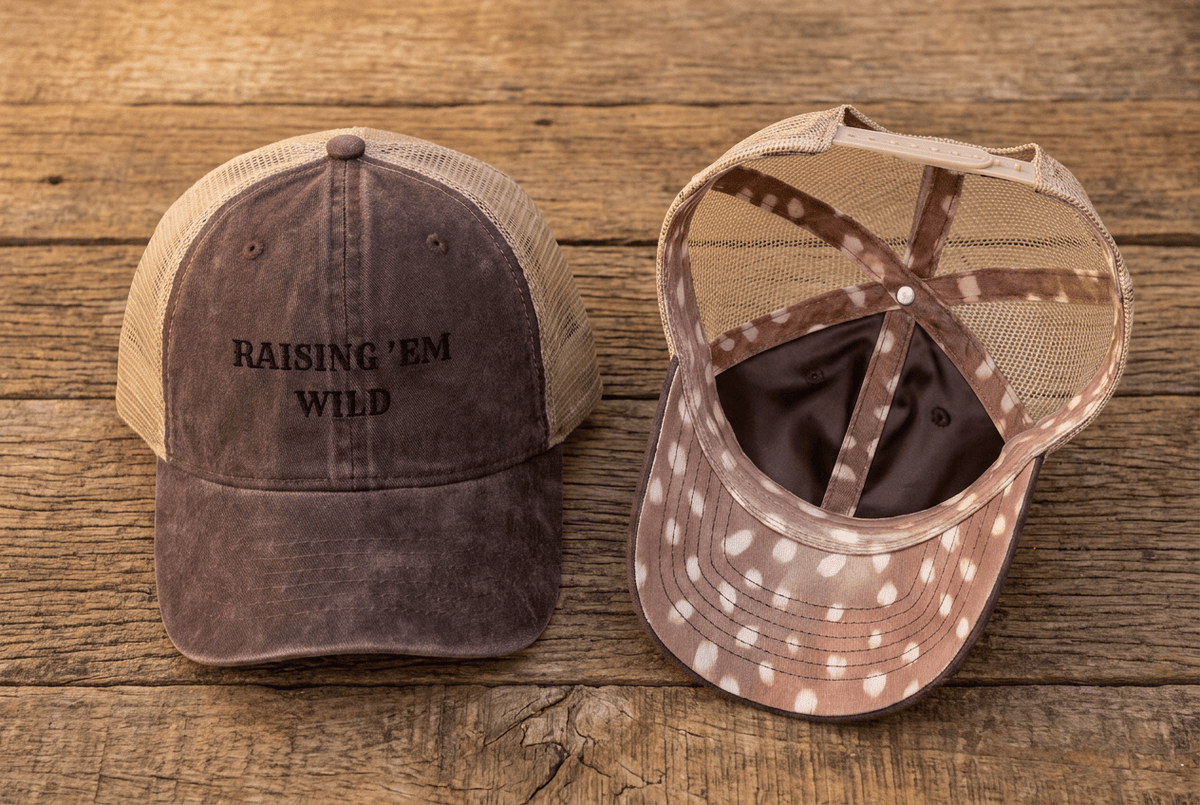 Raising 'Em Wild Trucker Hat | Distressed Snapback Cap - Kelso Designs