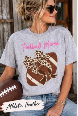 Football Mama Shirt | Leopard Bow Football Mom Tee