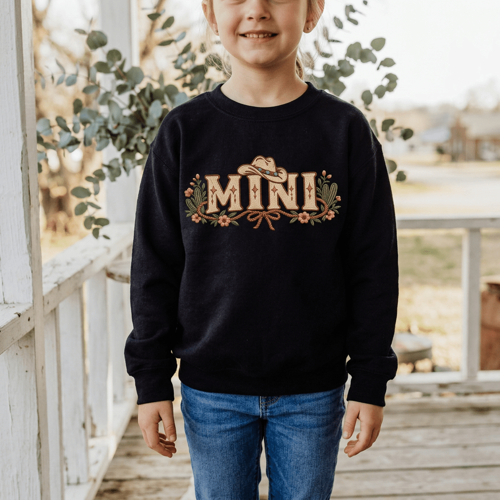 Mini Cowgirl Toddler Sweater, Western Toddler Sweatshirt, Cowboy Hat Floral Girls Pullover, Mama and Mini Matching, Rodeo Gift - Kelso Designs