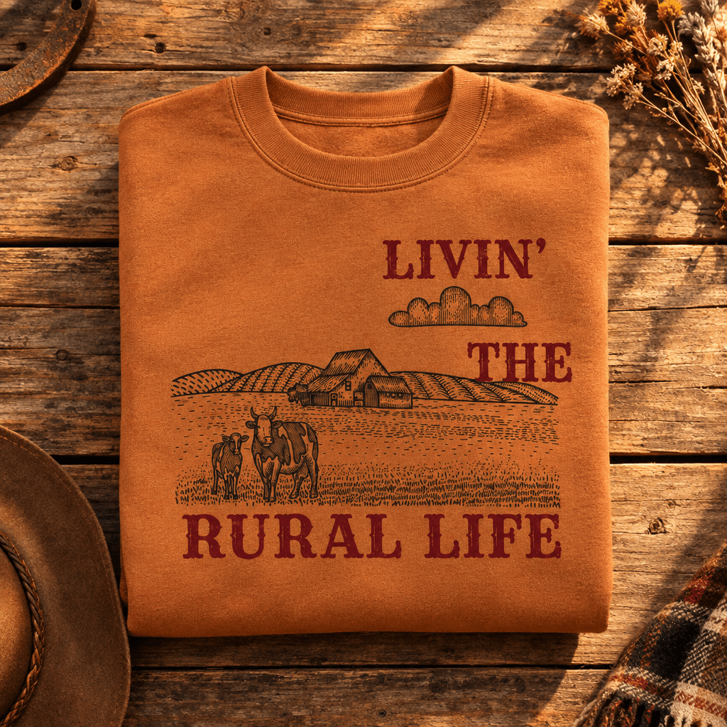 Livin’ the Rural Life Sweatshirt | Vintage Western Farm Sweatshirt | Country Cowgirl Pullover - Kelso Designs