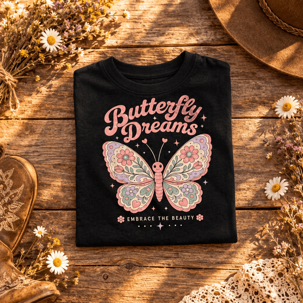 Youth Pink & Purple Butterfly Graphic Tee - Kelso Designs