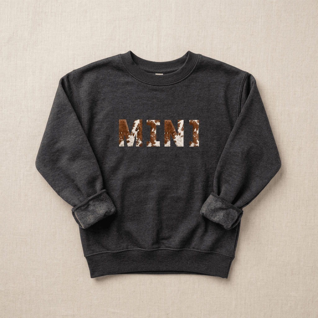 Dark Heather Mini sweatshirt flat lay