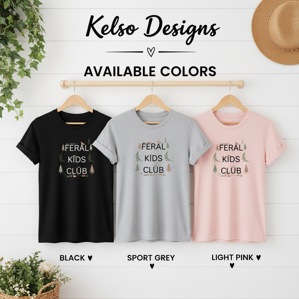Feral Kids Club Available Colors Chart