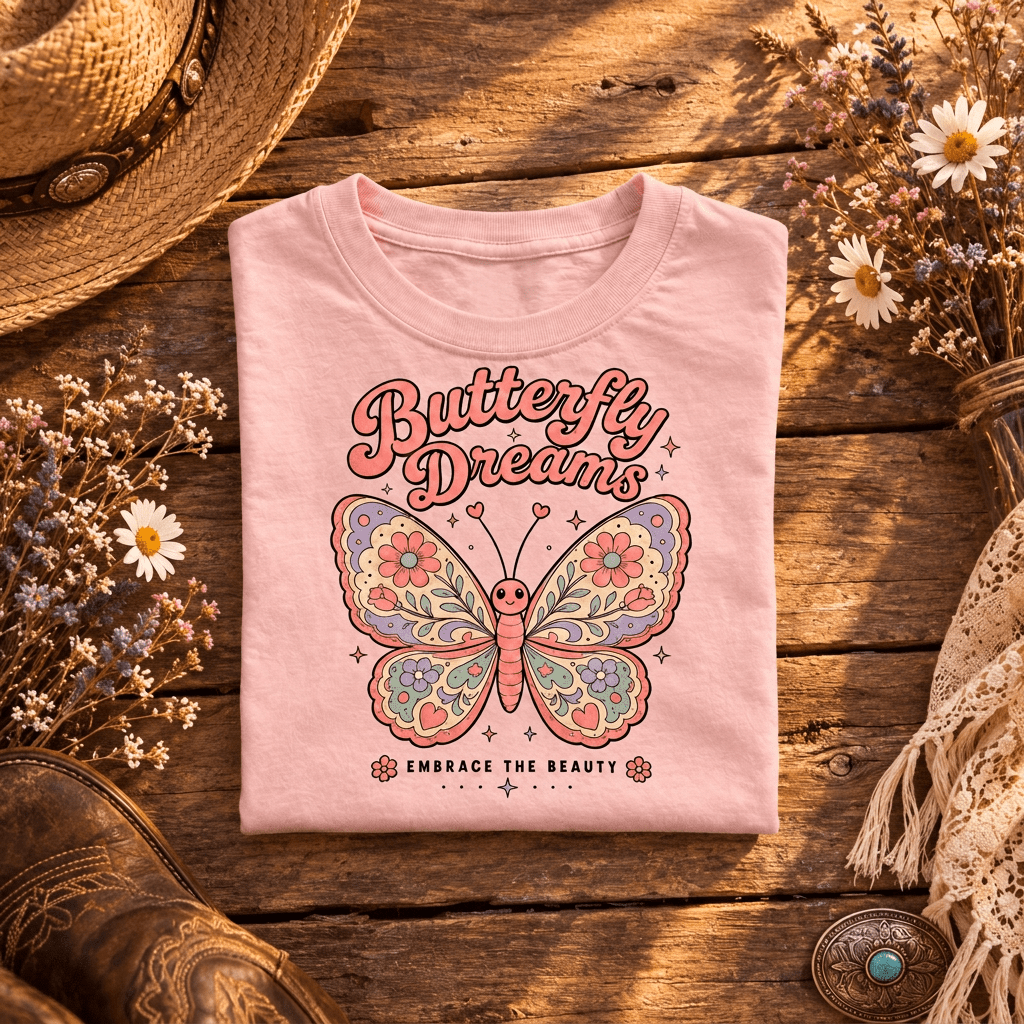 Youth Pink & Purple Butterfly Graphic Tee - Kelso Designs