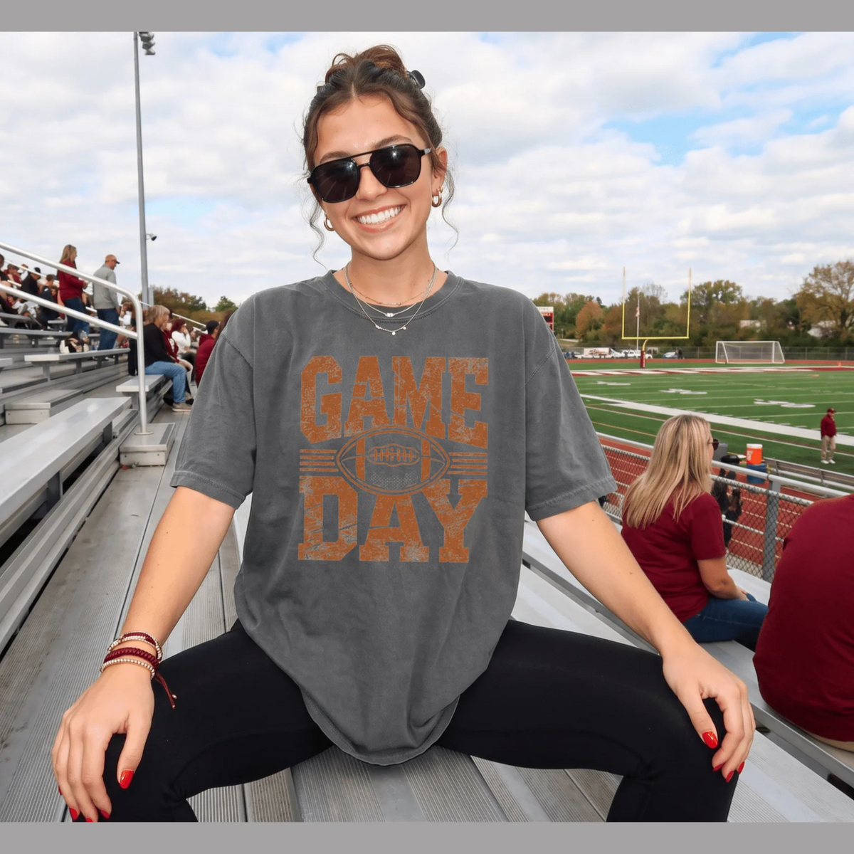 Game Day Vintage Football T-Shirt | Distressed Retro Graphic Tee - Kelso Designs