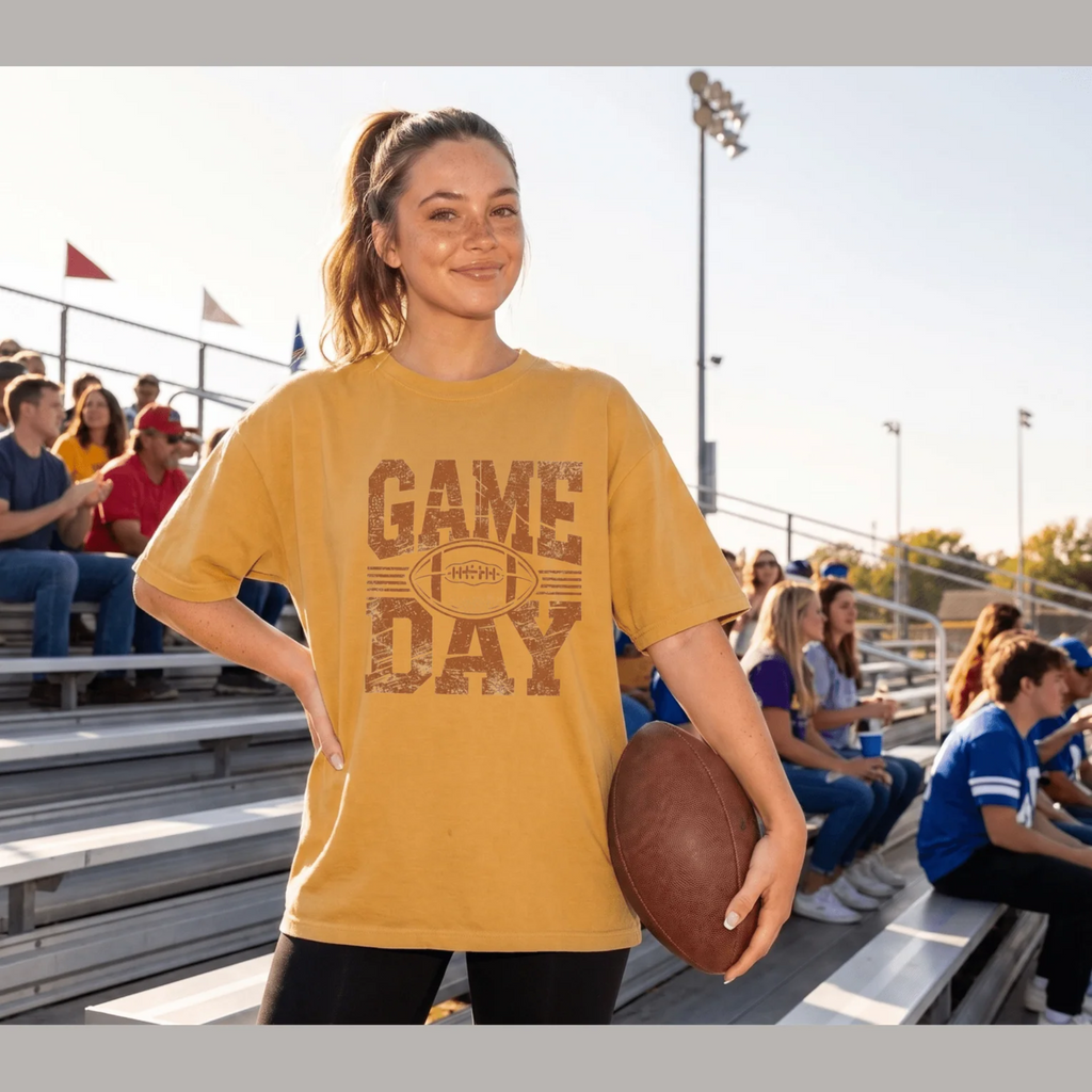 Game Day Vintage Football T-Shirt | Distressed Retro Graphic Tee - Kelso Designs