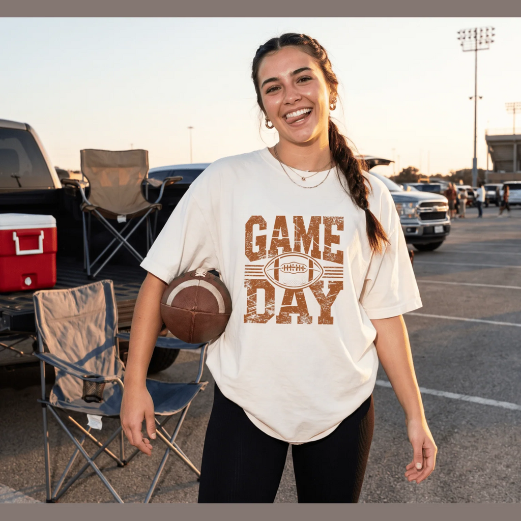 Game Day Vintage Football T-Shirt | Distressed Retro Graphic Tee - Kelso Designs