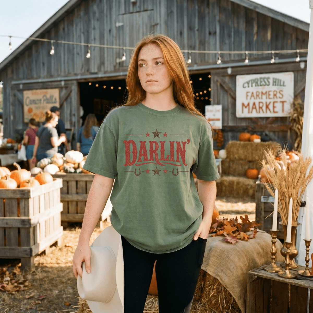 Darlin' Vintage Western Graphic Tee| Retro Cowgirl - Kelso Designs