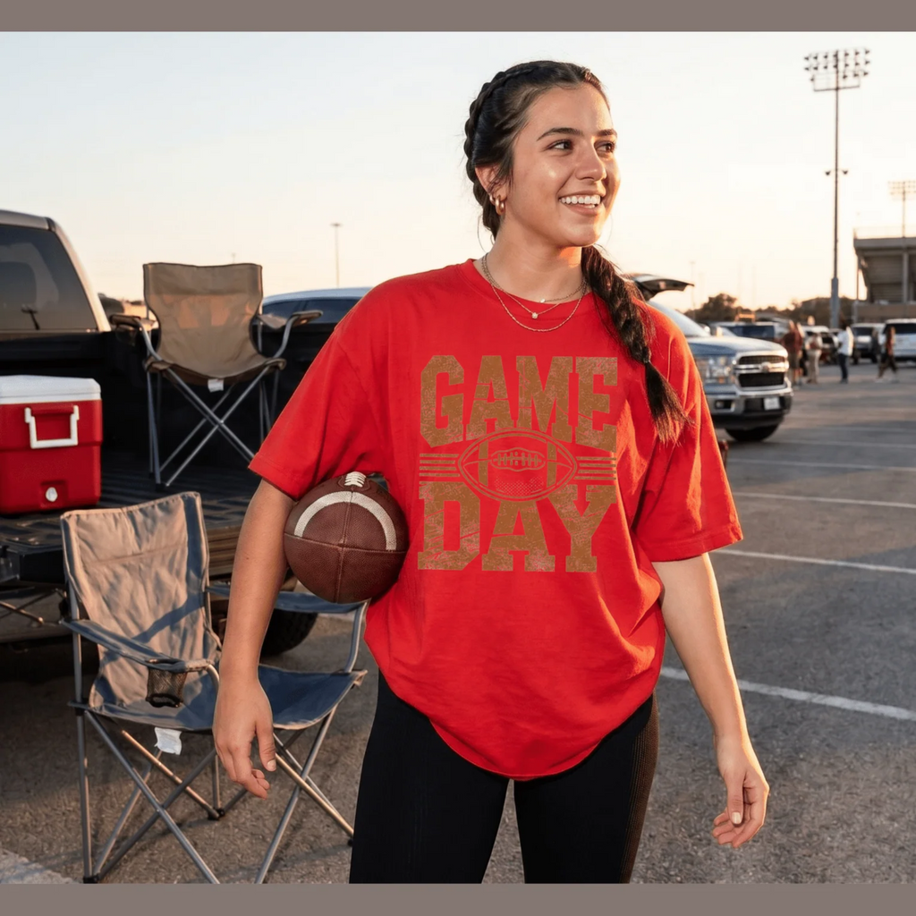 Game Day Vintage Football T-Shirt | Distressed Retro Graphic Tee - Kelso Designs