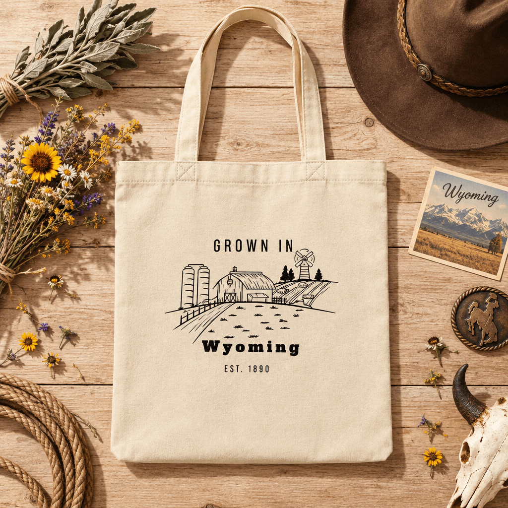 Grown In Wyoming Tote Bag | Wyoming Pride Canvas Tote - Kelso Designs