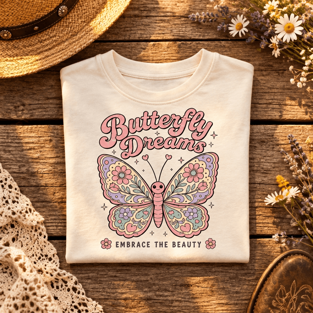 Youth Pink & Purple Butterfly Graphic Tee - Kelso Designs