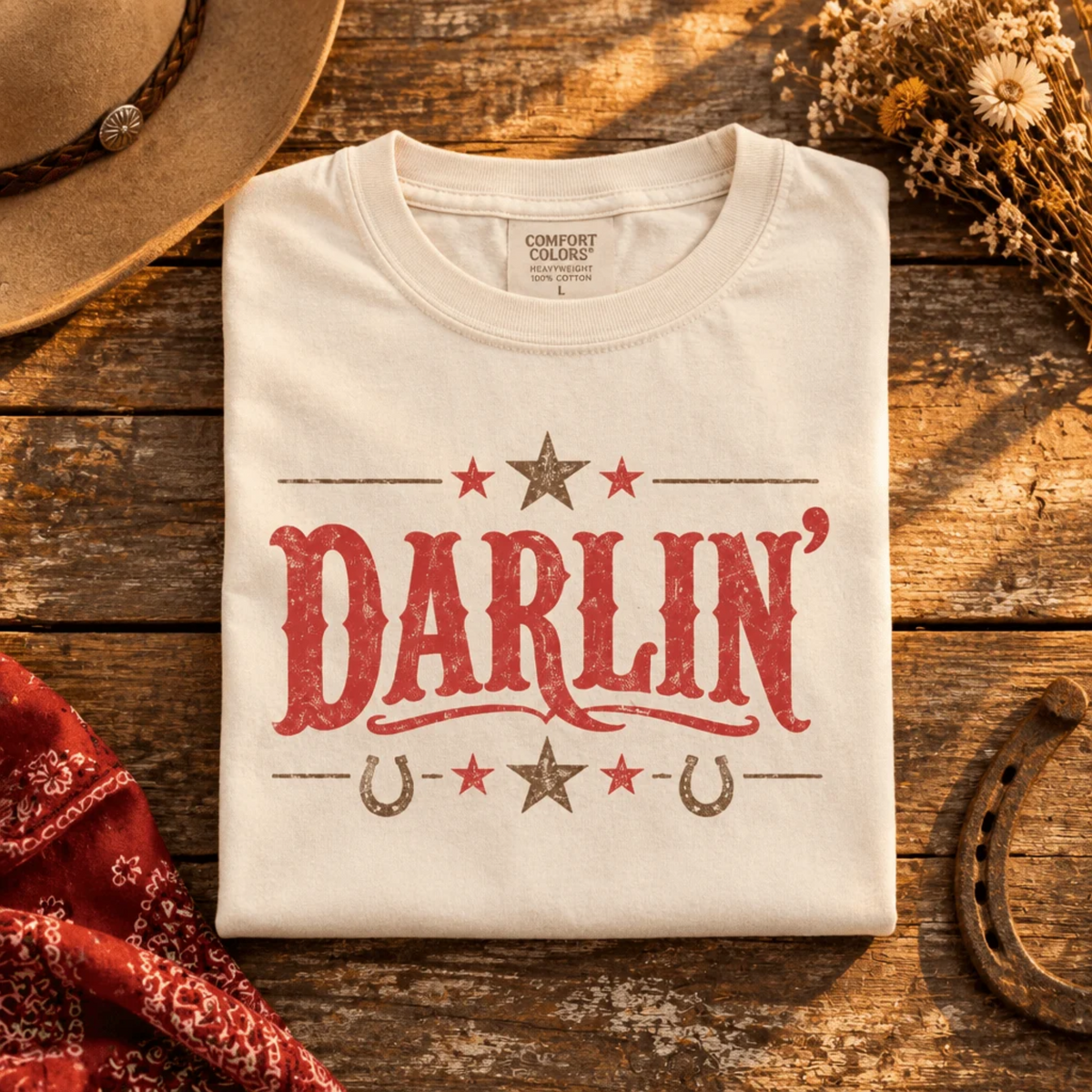 Darlin' Vintage Western Graphic Tee| Retro Cowgirl - Kelso Designs