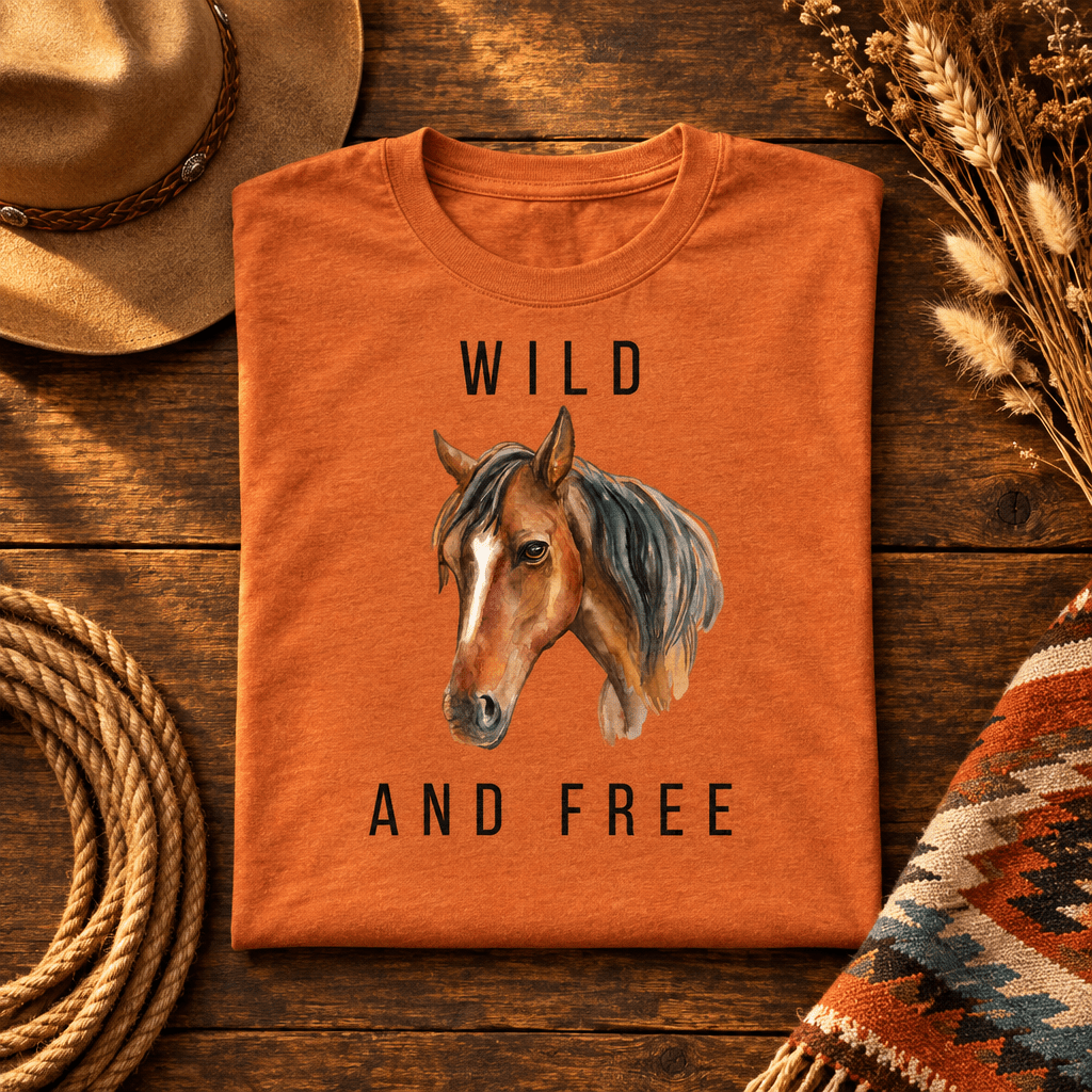 Wild and Free Horse Graphic Tee | Western Watercolor Horse Shirt - Kelso Designs