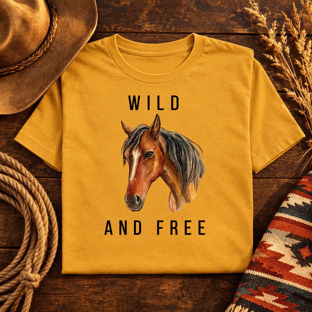 Wild and Free Horse Graphic Tee | Western Watercolor Horse Shirt - Kelso Designs