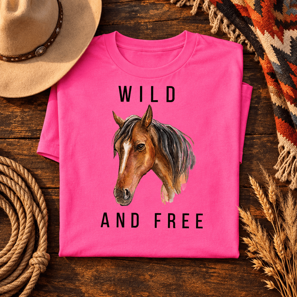 Wild and Free Horse Graphic Tee | Western Watercolor Horse Shirt - Kelso Designs