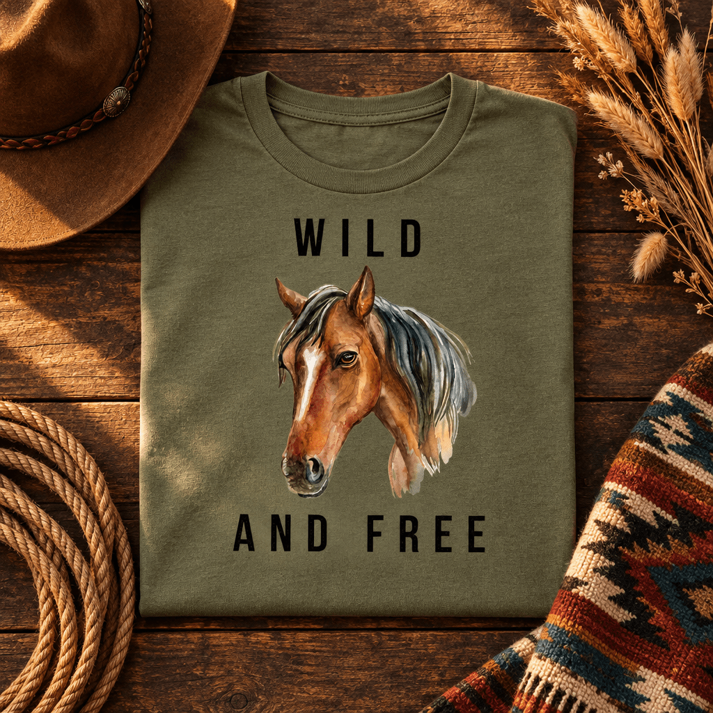 Wild and Free Horse Graphic Tee | Western Watercolor Horse Shirt - Kelso Designs